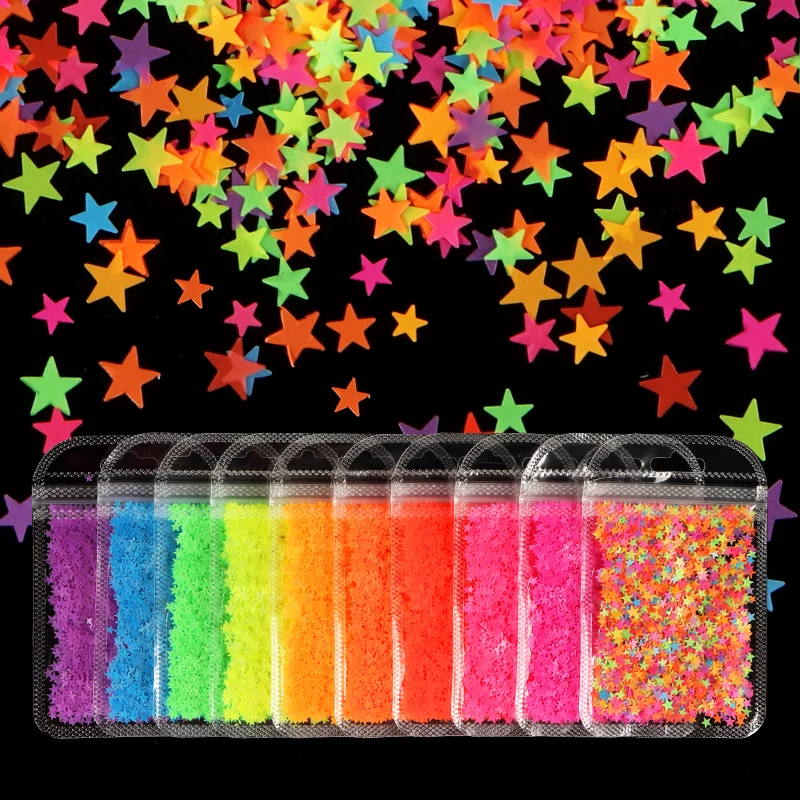 

10pcs Fluorescence Stars Sequins Glitter Resin Filling Silicone Mold Resin Shaker Filler DIY Accessories Jewelry Making Supplies