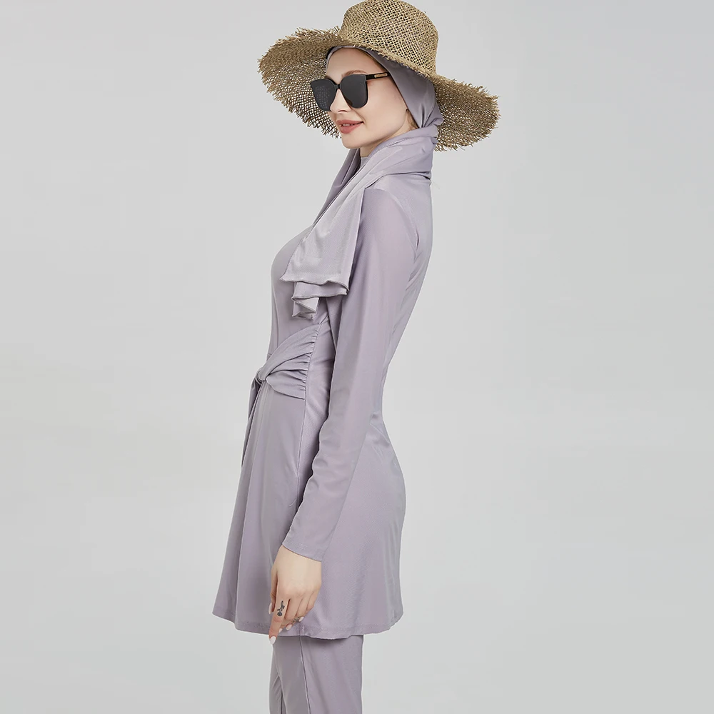 3Pcs Women Swimsuit Burkini Muslim Swimwear Borkini Modest Scarf Hijab Hair Hood Arab Turkey Islami Bathing Beach Pool Bourkini