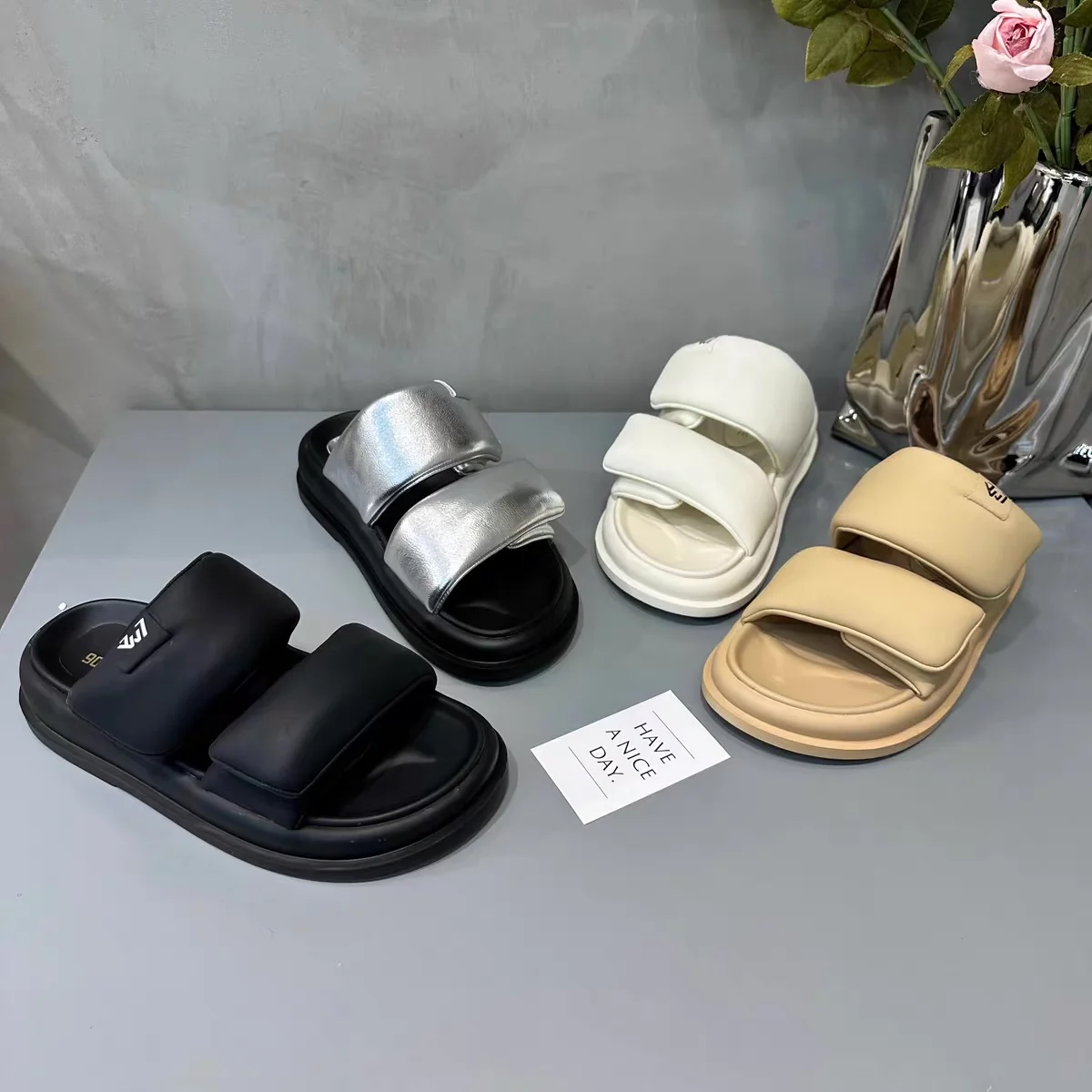 

FAFA Slippers Female Summer Outside Wear 2023 New Muffin Thick Bottom Casual Seaside Beach Sandals Comfortable One Word Slippers