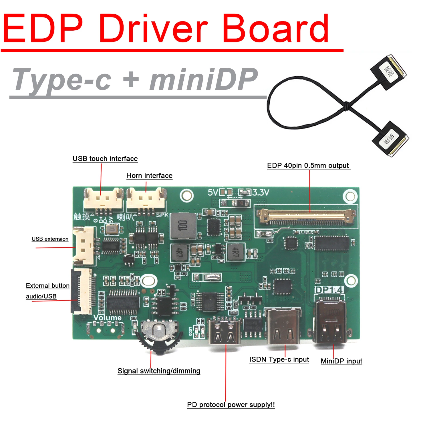 USB Type - c DP к приводной панели EDP 2K 4K LCD