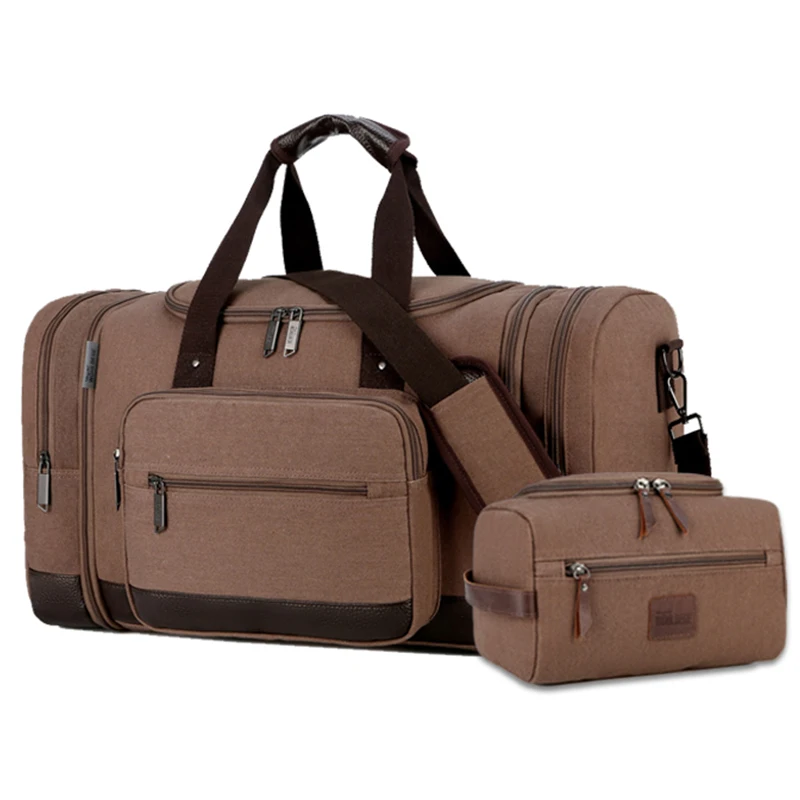 Canvas Travel Bag Big Crossbody Bag Large Capacity Travel Tote Weekend Bag Men Canvas Cosmetic Bag Business Makeup Case