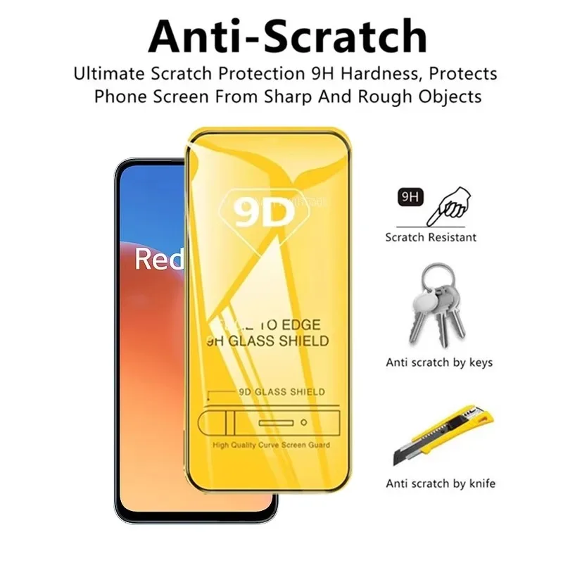 Защитная пленка 9D для Xiaomi Redmi 12 12C A1 A2 Plus K60 Pro закаленное стекло 10C 10A 10 9T 9C 9A 9I 9 8A 8 7A 7