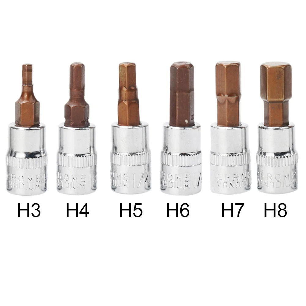 

3Pcs Hex Head Screwdriver Bit 1/4 Inch Drive Socket Hand Tools H3 H4 H5 H6 H7 H8