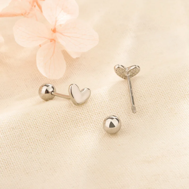 

925 Silver Needle Love Heart Stud Earring For Women Girls Party Wedding Jewelry Gift Accessories eh2207
