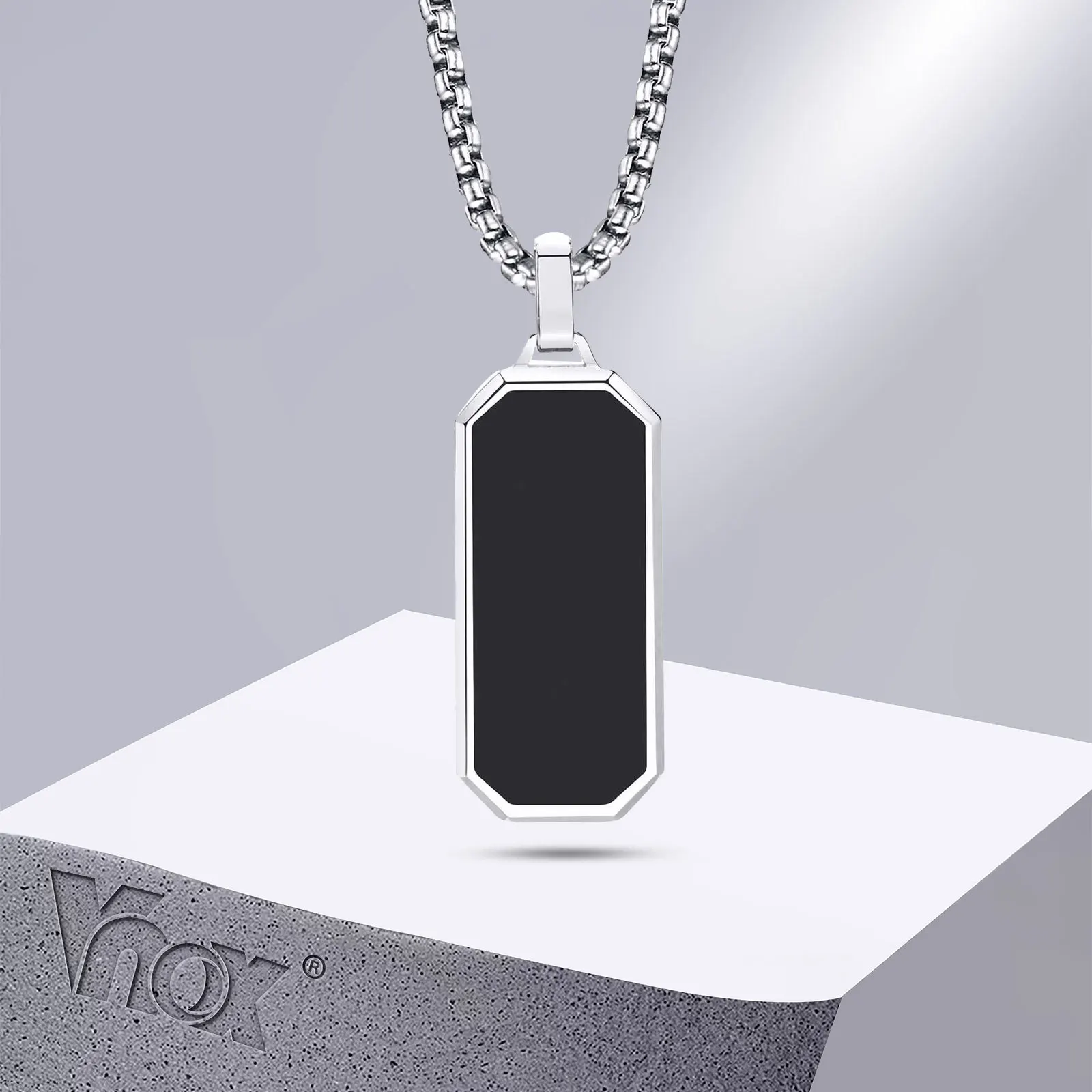 

Vnox Men Stylish Geometric Necklaces for Boys, Black Stainless Steel Square Rectangle Bar Pendant Collar, Gifts for Him Jewelry