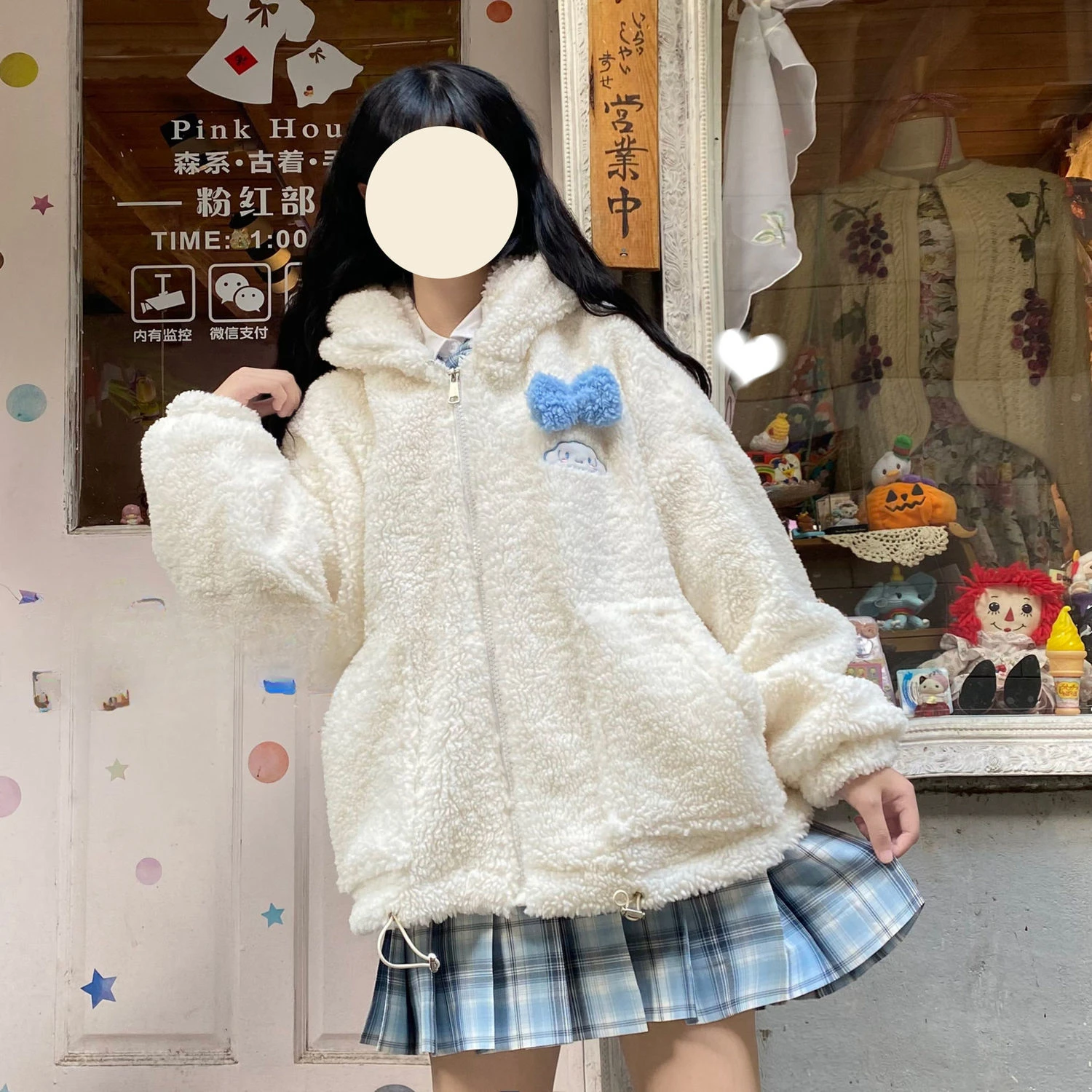 

Sanrios Cinnamoroll осенне-зимнее бархатное хлопковое пальто из ягненка утепленная Лолита свободная универсальная куртка Jk аниме Kawaii с капюшоном для женщин