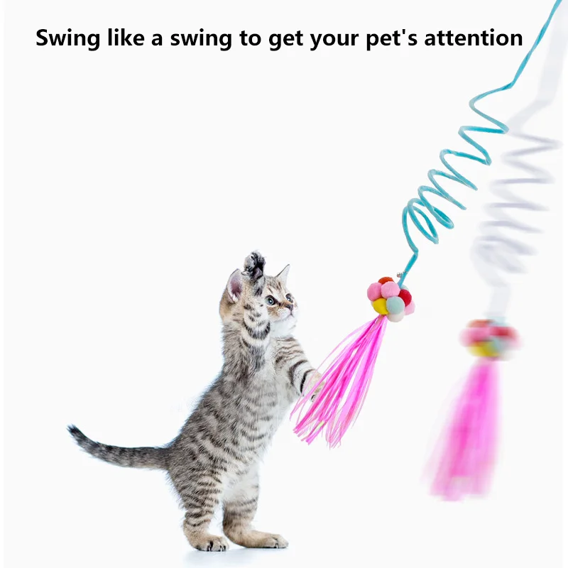 

Elasticity Swing Interactive Cat Toy Funny Cat Stick Hanging Type Bell Catnip Puzzle Pet Kitten Teaser Toy Cat Supplies