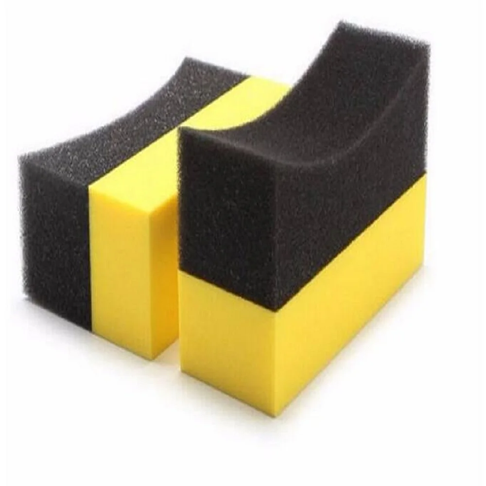 

2pcs/lot Vacuum compressed sponge U-Shape Tire Wax Polishing Compound Sponge ARC Edge Sponge Tyre Brush car Cleaning