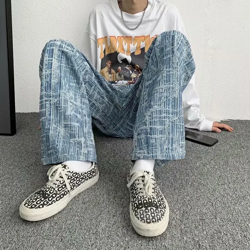DEEPTOWN Y2K Vintage Baggy Jeans Men Harajuku Fashion Streetwear Loose Demin Striped Casual Pants Male Hip Hop Trousers for Men