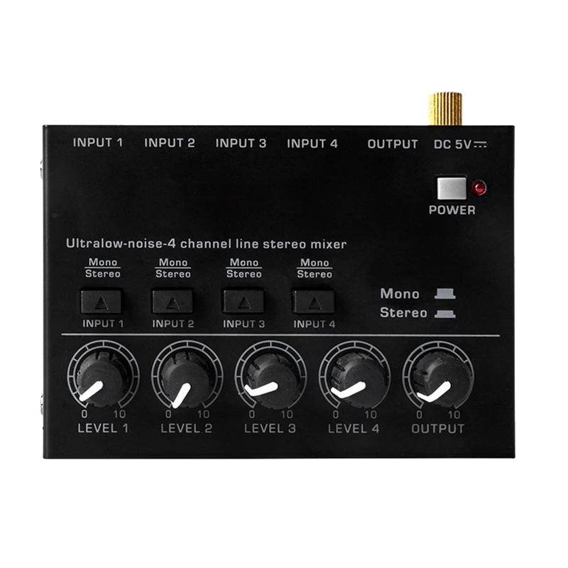 

Мини стерео микшер MAX400 сверхшумная 4-канальная смесительная консоль DC5V для электрической гитары барабана пианино US Plug