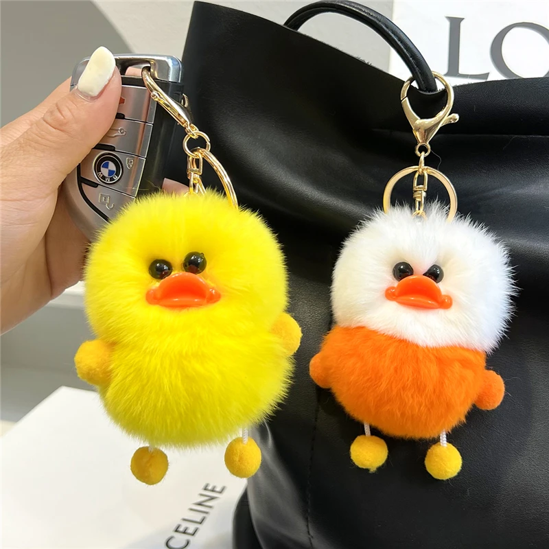 

10cm Colorful Stuffed Plush Keychain Little Chicken Plush Bag Car Keychain Accessories Girl Cute Duck Rabbit Fur Plush Toy