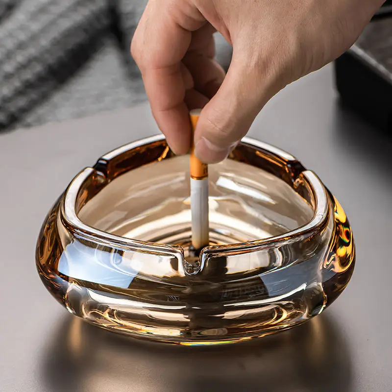 

Simple Modern Glass Ashtray Large Windproof Fly Ash Thickened Environmental Protection Material Heat-Resistant Triangle Ashtray