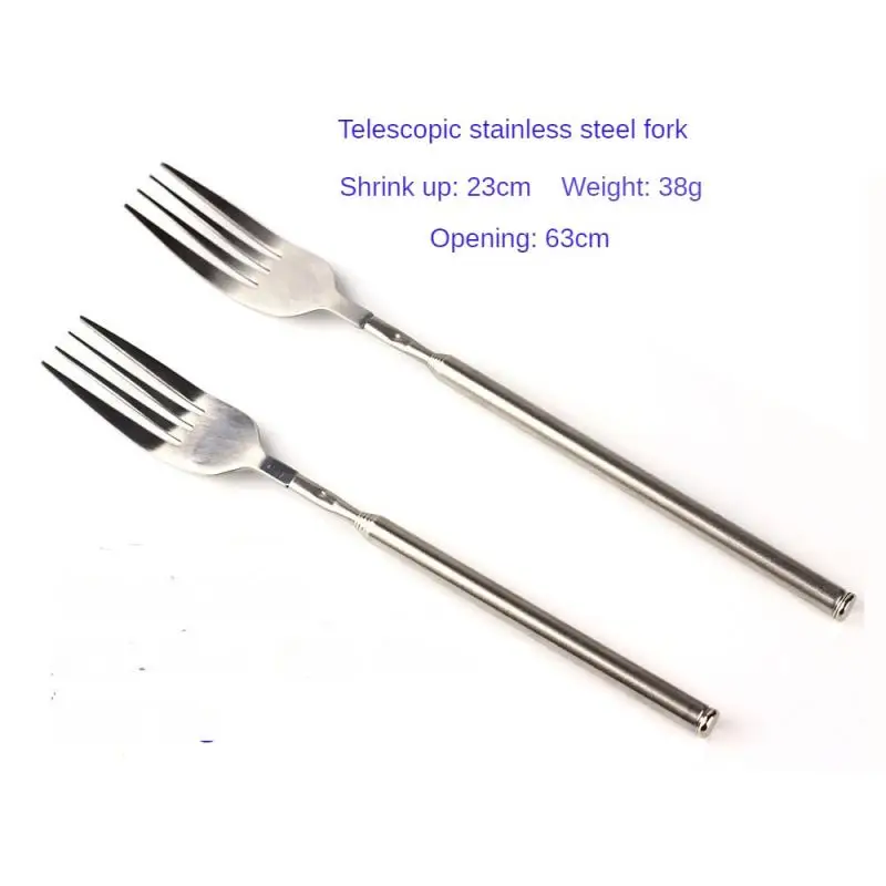 

Stainless Steel Telescopic Extendable Fork Dinner Fruit Dessert Long Cutlery Forks BBQ Meat Fork Kitchen Accessories Tools