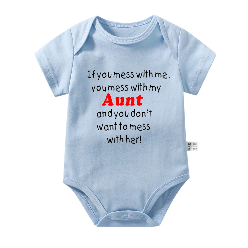 Фото Детский комбинезон с принтом «You Don't Want to Mess My Aunt», модный боди для малышей, одежда для мальчиков и девочек, милый комбинезон для новорожденных и малышей №5