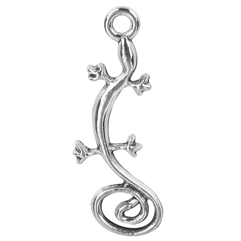 

20pcs/Lot 30*12mm Simple Style Unique Cute Wall Lizard Gecko Silver Color Zinc Alloy Pendants Jewelry Making DIY Handmade Craft