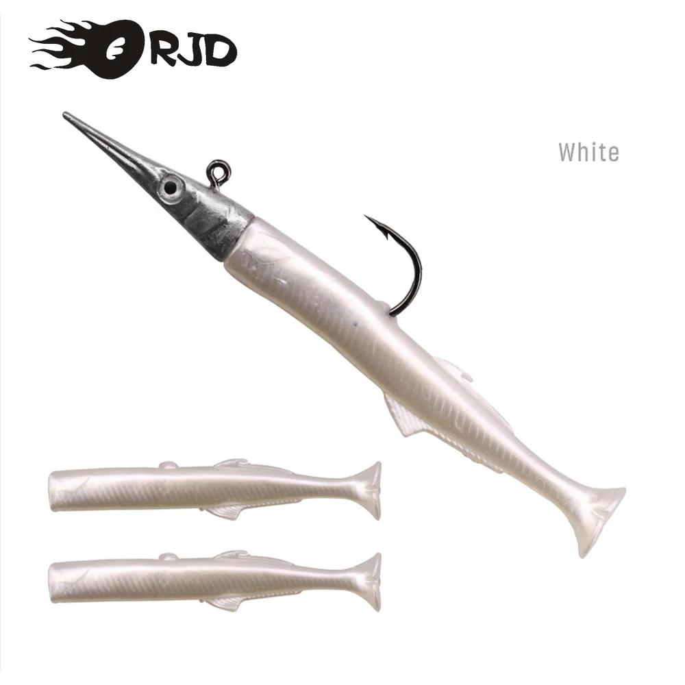 

ORJD Lead Head Soft Fishing Lure Luminous Black Minnow with Hooks Soft Silicon Bait Tails Track Bass Pike Fishing Accessories