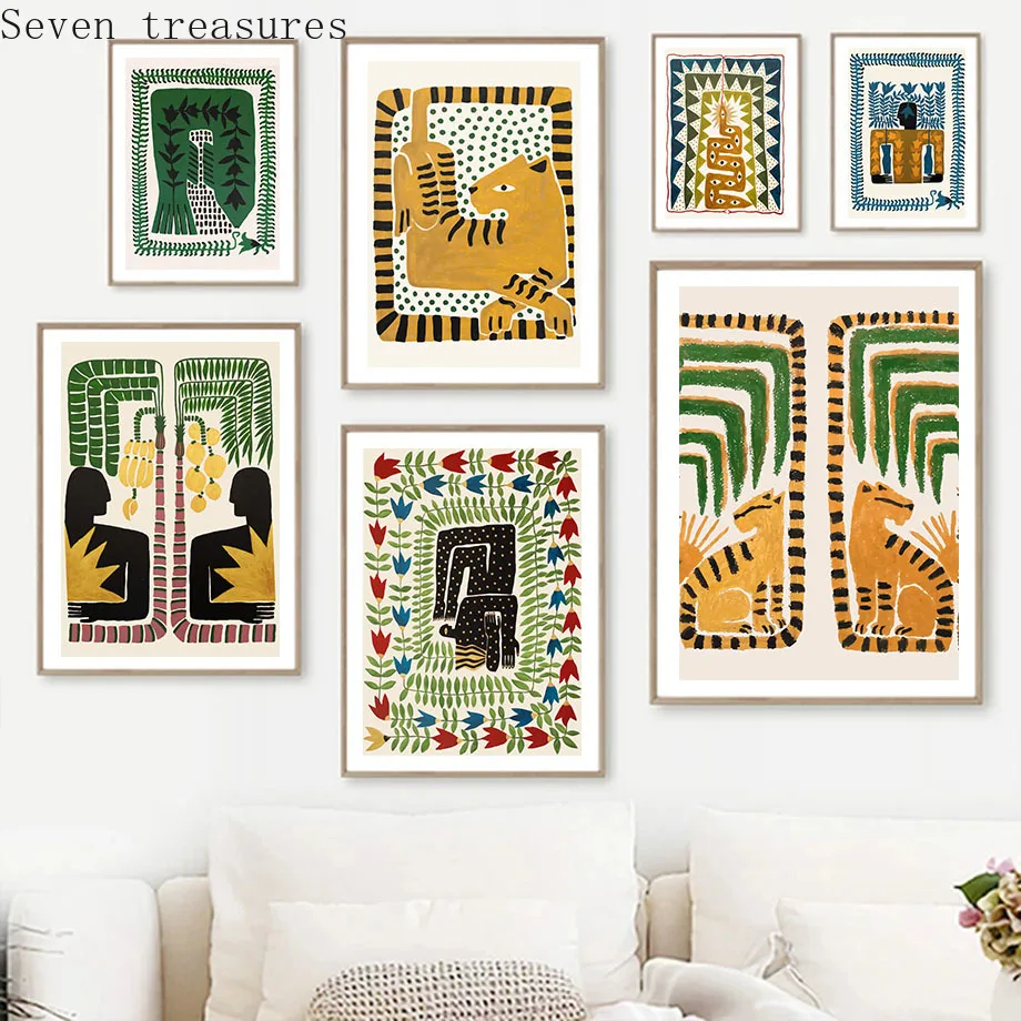 

Ancient Egypt Tiger Snake Figure Abstract Wall Art Canvas Nordic Posters And PrintsPainting Wall Pictures For Living Room Decor
