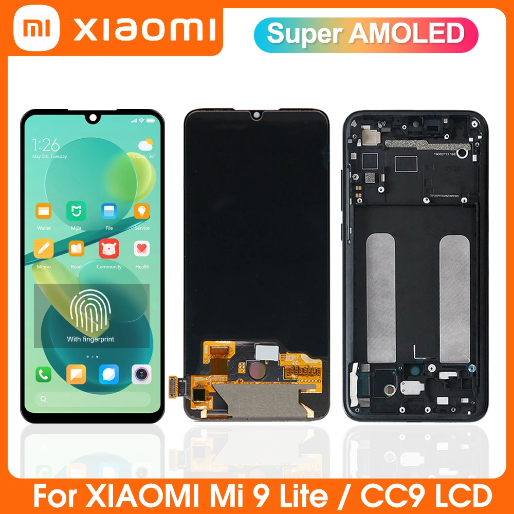 

ЖК-дисплей 6,39 дюйма Super AMOLED для Xiaomi Mi CC9, сенсорный экран, дигитайзер в сборе, Замена для Xiaomi Mi9 Lite, ЖК-части, лучшие