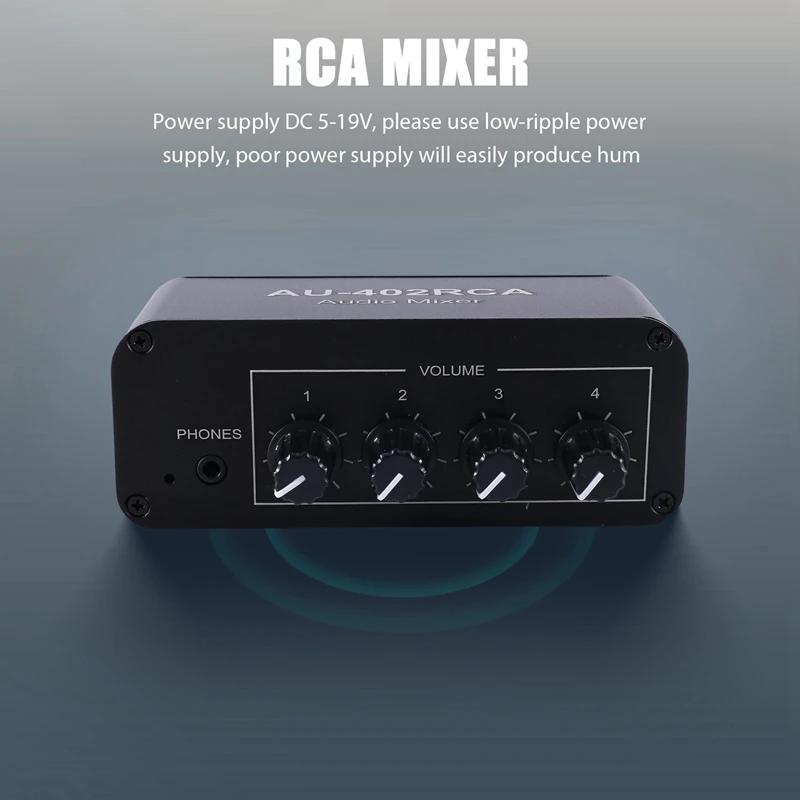 Многоисторийный RCA-микшер стереоаудиоревербератор 4 входа 2 выхода