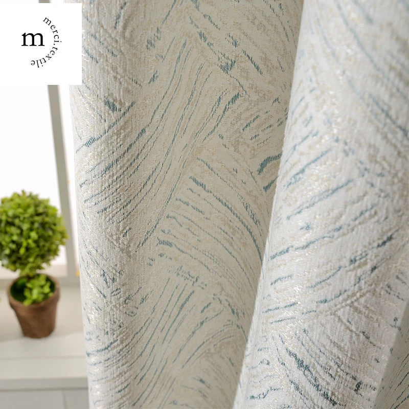 

Nordic Style Modern Simple White Grain Color Bedroom Chenille Texture Thickened 85% Blackout Window Curtains for Living Room
