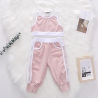 baby girls outfit set girls cotton sports mesh vest solid color knitted elastic pants set baby girl clothes