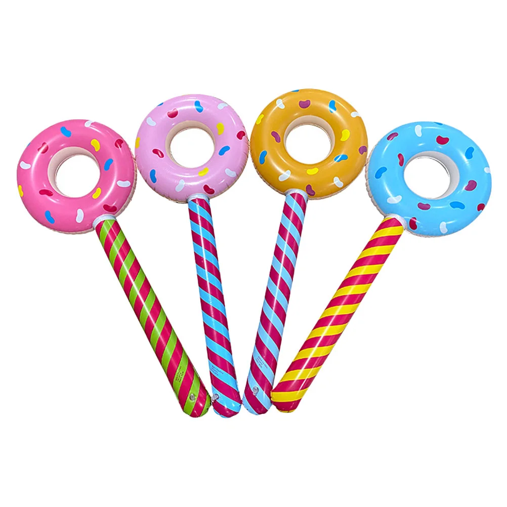 

4 Pcs Baby Balloon Mini Pool Floats Inflatable Party Noisemakers Babys Toys Infants Blow Lollipop Donut The Summer Stick