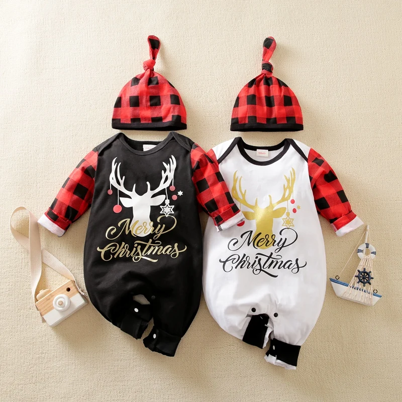 

Боди для маленьких мальчиков hibobi, женский комбинезон в клетку с длинным рукавом и шапка, комплект из двух предметов, весенне-осенний хлопков...