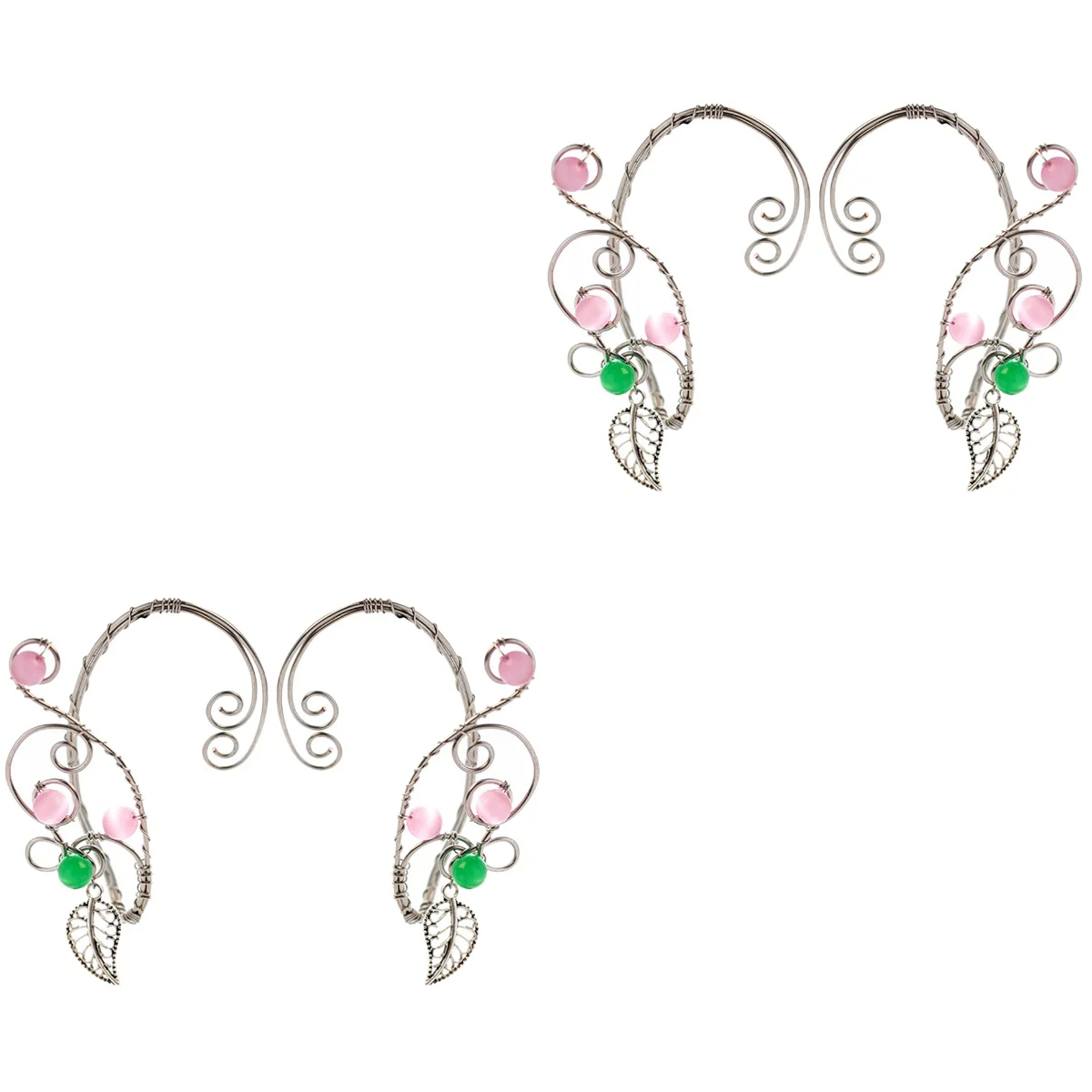 

2 Pairs Ear Cuffs Women Elf Fairy Earrings Decorative Cuff Wrap Clip-on Earring