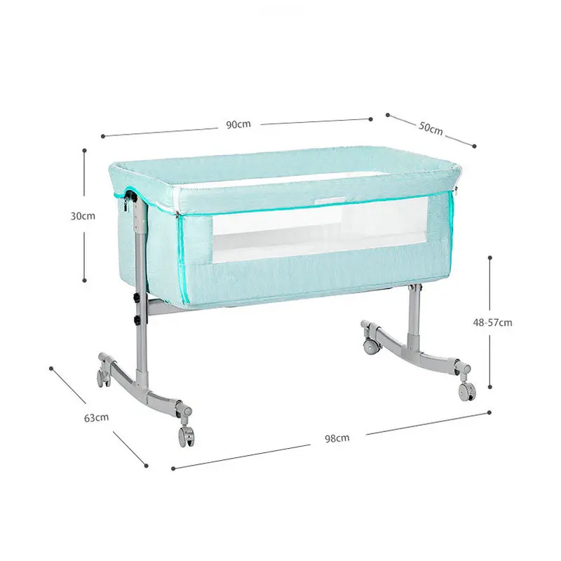 Portable Newborn Baby Cradle Crib Can Be Spliced Big Bed, Height Adjustable Infant Cot