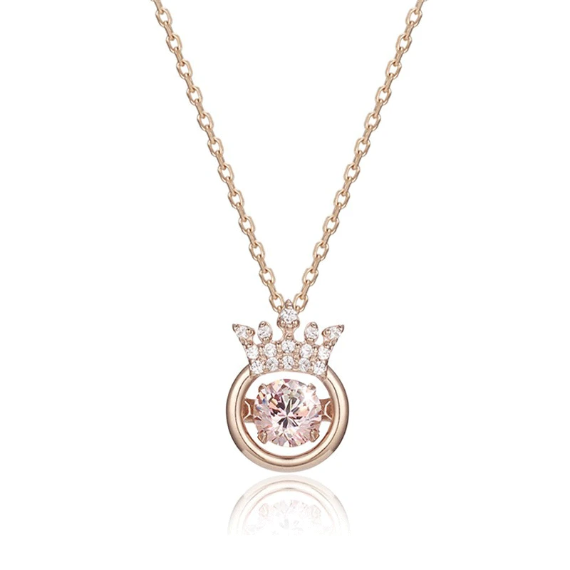 

S925 Sterling Silver Elegant Women's Smart Crown Necklace Women's Beating Heart Pendant Holiday Gift