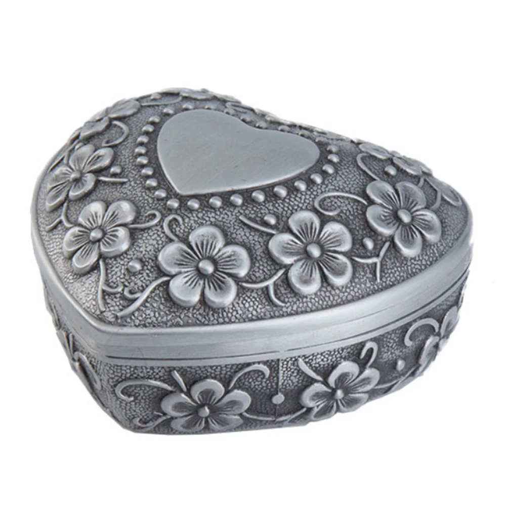 

Vintage Heart-shaped Jewelry Gift Box Case Metal Trinket Box Jewellery Storage Organizer For Birthdays Wedding Anniversary Gift