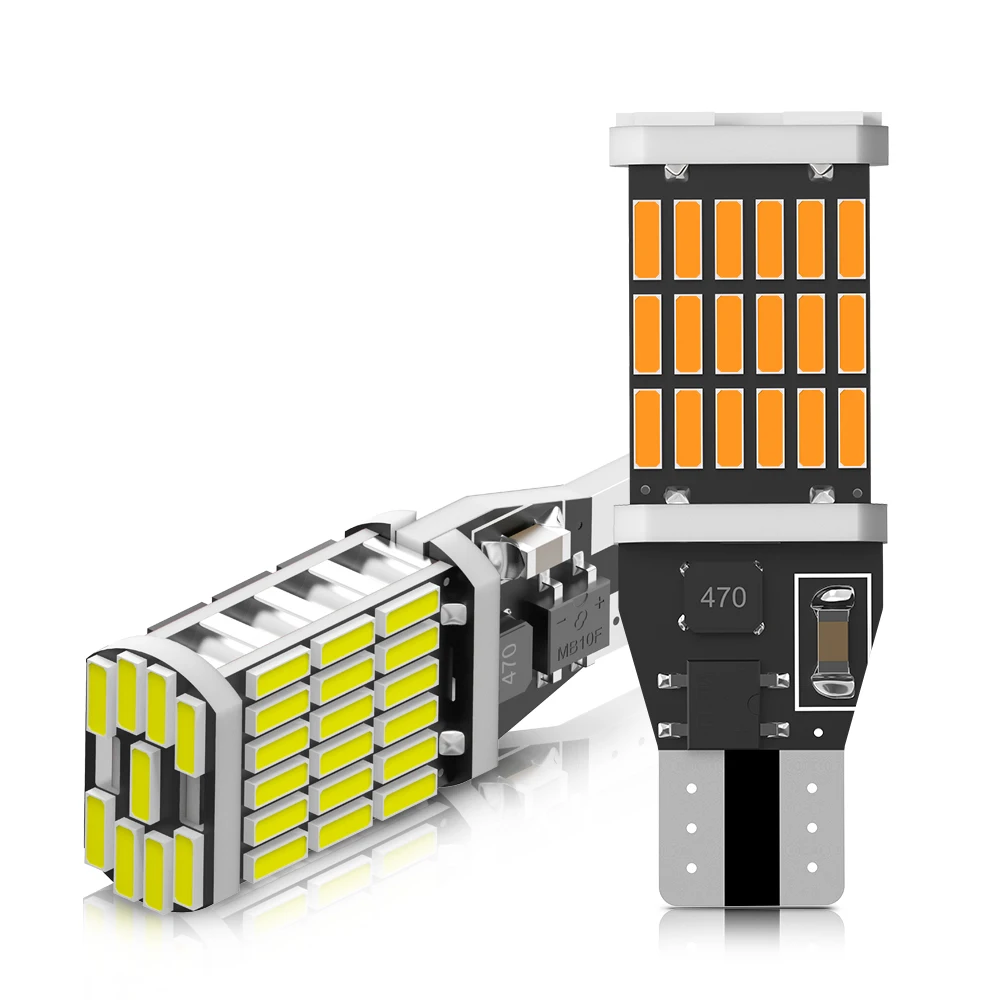 

2X Canbus T15 W16W WY16W светодиодный ные лампы 4014 45SMD для авто Bcakup задняя фара Автомобильная задняя фонарь без ошибок Белый Красный Янтарный 6000K