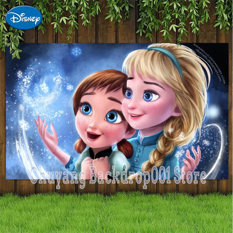 Disney Frozen Anna Elsa Fairy Photography Backdrop Ice Baby Girl Princess Birthday Party Decoration Photocall Photo Background