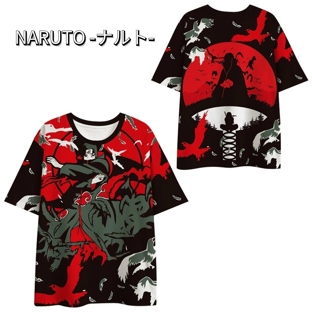 

Большая футболка Akatsuki Itachi для мужчин, летняя одежда, мужская футболка с коротким рукавом и надписью «Наруто»