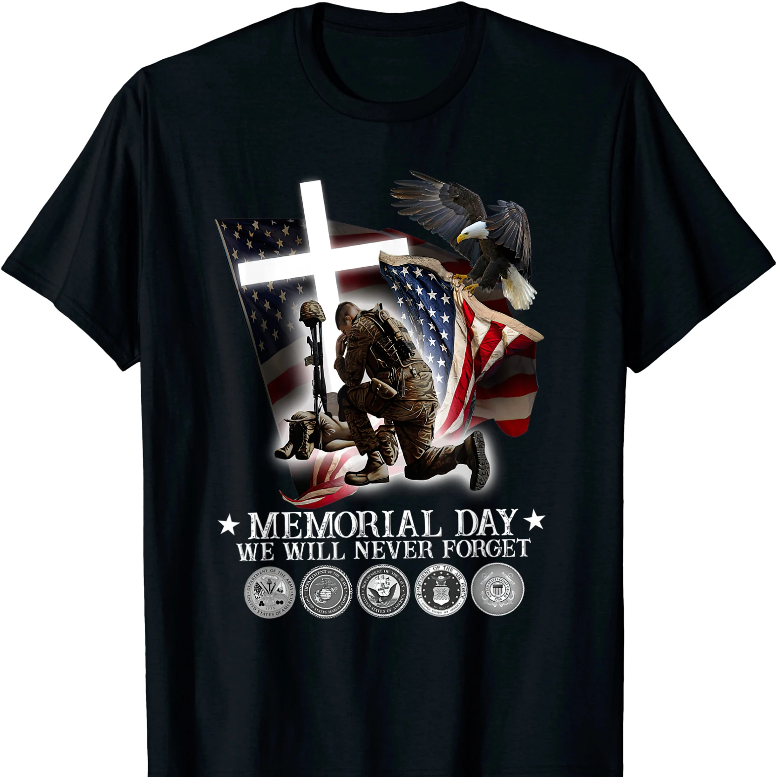

Memorial Day We Will Never Forget Veteran Lovers T Shirt New 100% Cotton Short Sleeve O-Neck T-shirt Casual Mens Top