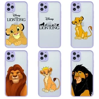 disney lion king simba phone case for iphone 13 12 11 pro max mini xs 8 7 plus x se 2020 xr light purple matte transparent cover