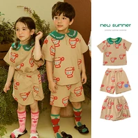 childrens t shirt summer cartoon doll collar girl short sleeved cotton comfortable shorts childrens suit childrens clothing