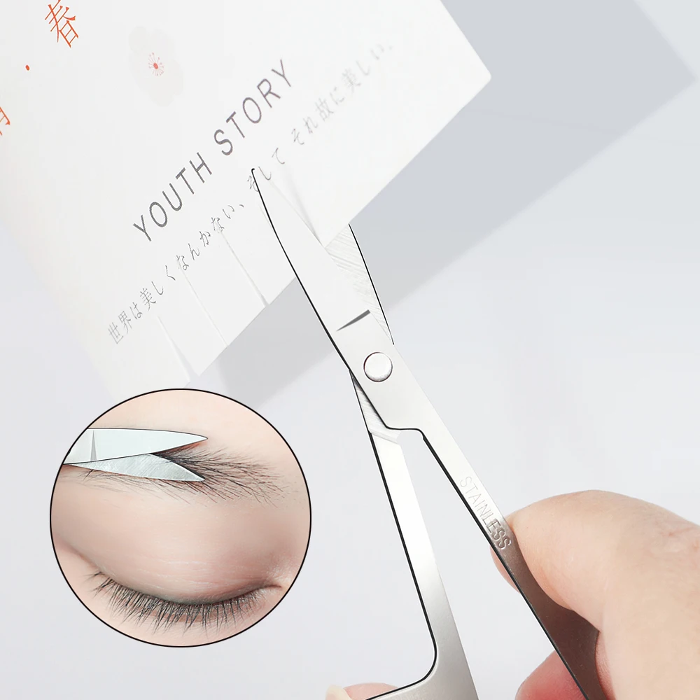 

1 Pcs Eyebrow Trimming Scissors Stainless Steel Material Trim Nail Eyebrows Nose Hair Not Easy To Get Rusted Makeup Tools
