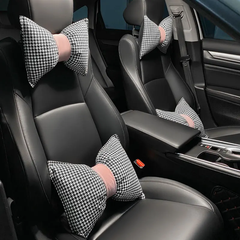 

Car Universal Ladies Headrest Lumbar Support Bow Car Neck Pillow Simple Car Headrest Seat Support Lumbar Pillow Auto Accessories