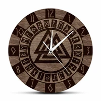 valknut symbol runes modern design wall clock valhalla protection home decor nordic talisman icelandic runic silent wall clock