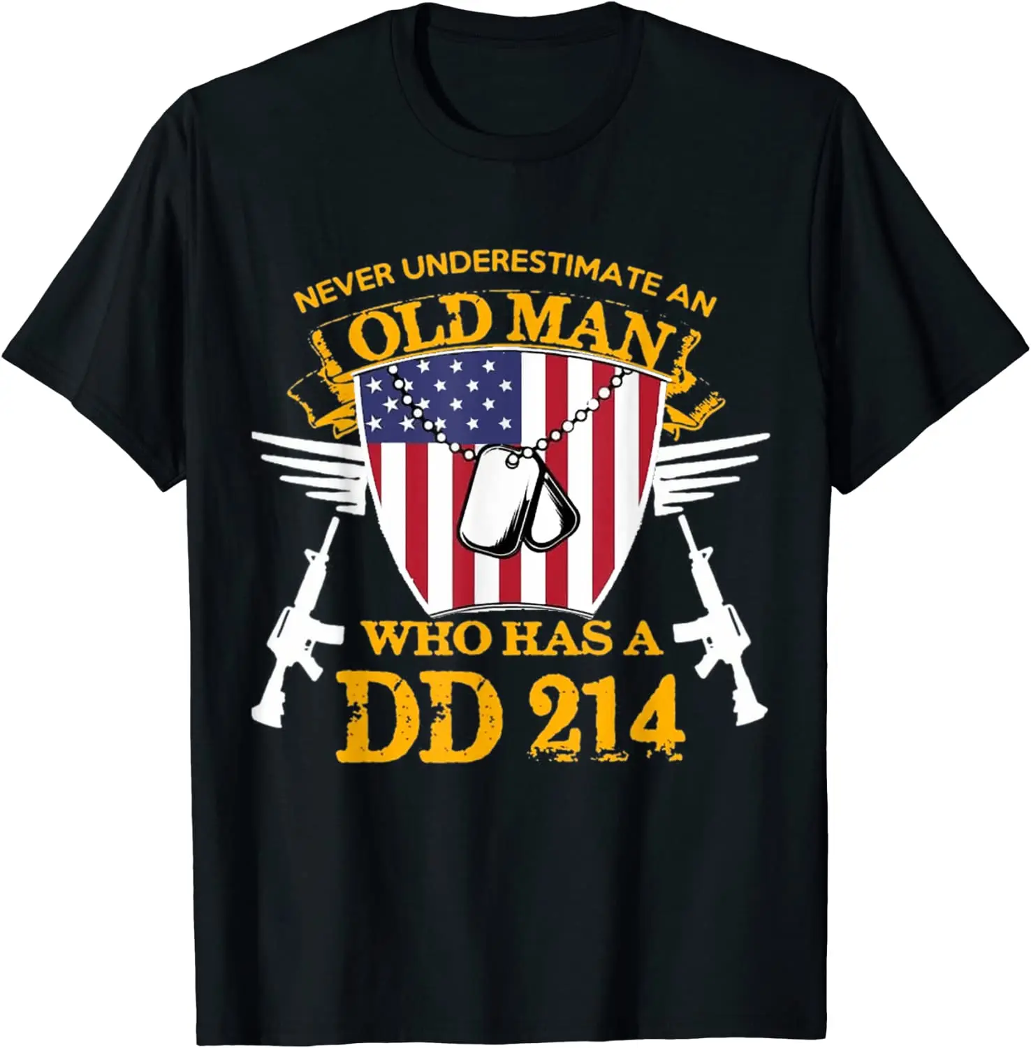 

Never Underestimate An Old Man Who Has A DD-214 Alumni Gift T-Shirt Men's 100% Cotton Casual T-shirts Loose Top Size S-3XL