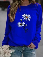 2022 womens sweatshirt hoodie flower print streetwear harajuku pullover tops fleece winter autumn casual sweatshirt y2k clothes