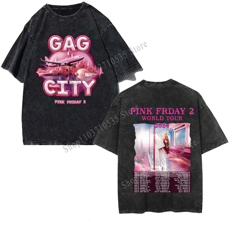 Футболка с принтом Nicki Minaj Винтажная оверсайз из хлопка Gag City розовая пятница 2