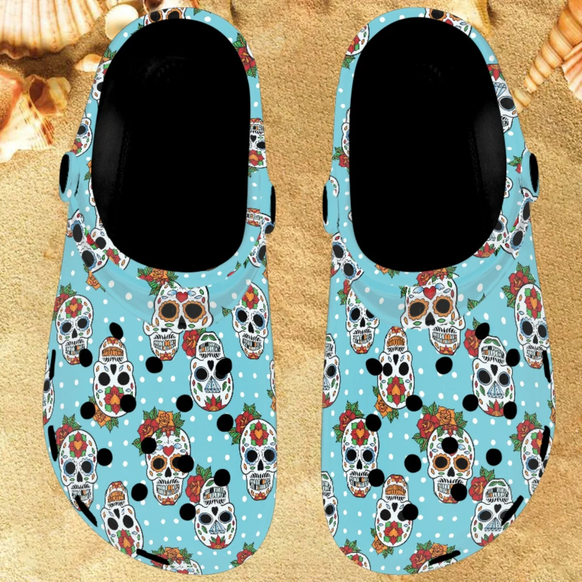 

Nopersonality Floral Skull Slippers Women's Casual Breathable Summer Flat Fashion Sandals Comfort Adult Sandalias De Mujer