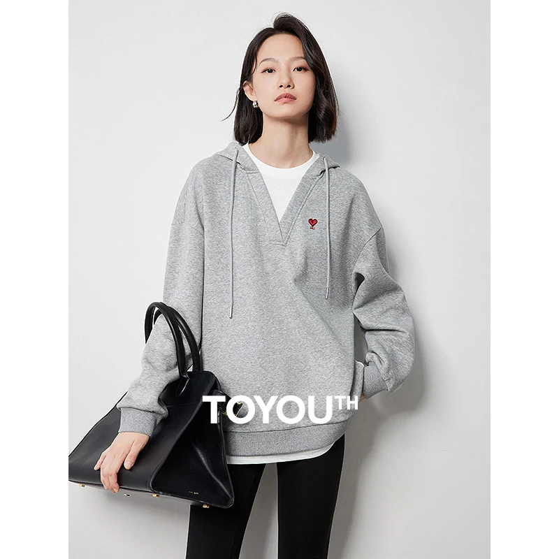 TOYOUTH женские толстовки с капюшоном осень 2024 новинка пуловер и вышивкой в виде
