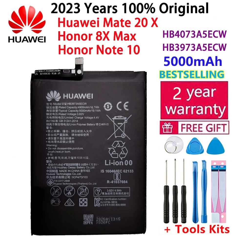 

100% Original 5000mAh HB3973A5ECW Battery For Huawei Honor Note 10 RVL-AL09 RVL-AL10 Mate 20 X 20X Mate20X EVR-AL00 Honor 8X Max