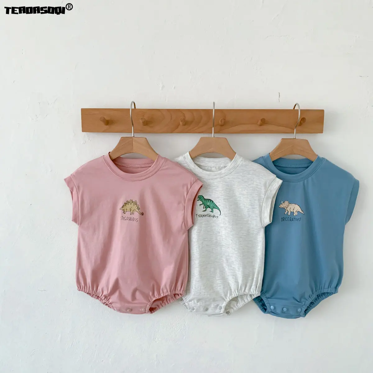 

Kids Infant Bodysuit 0-24M Baby Korean Short Sleeve Pullover Wrap Fart Coat Neonatal Dinosaur Print One Piece Climbing Outwear
