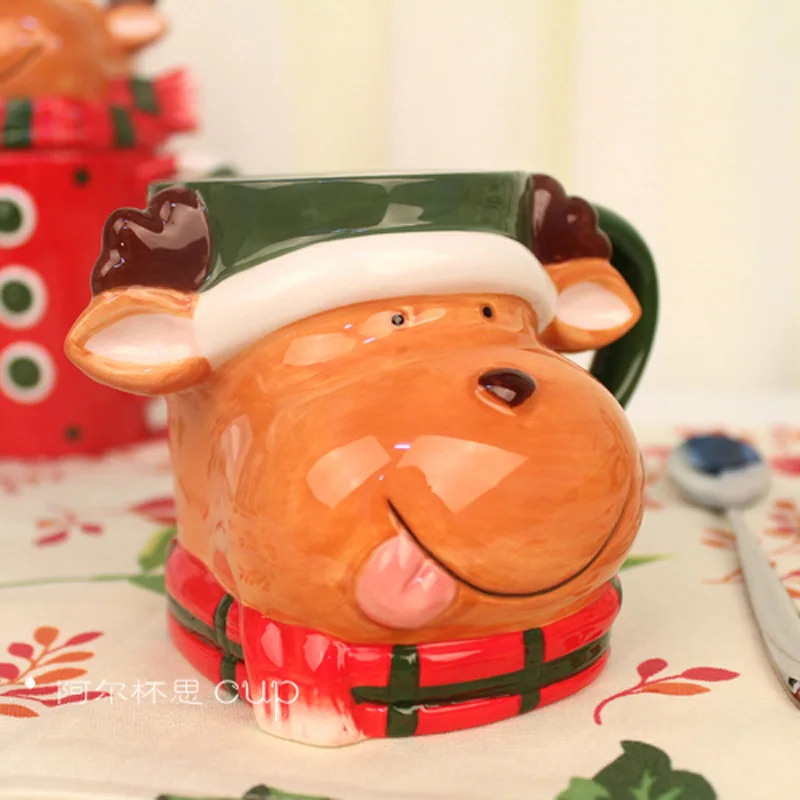 

Christmas Ceramic Mug Creative 3D Animal Water Cup Lovers Coffee Cup Mug