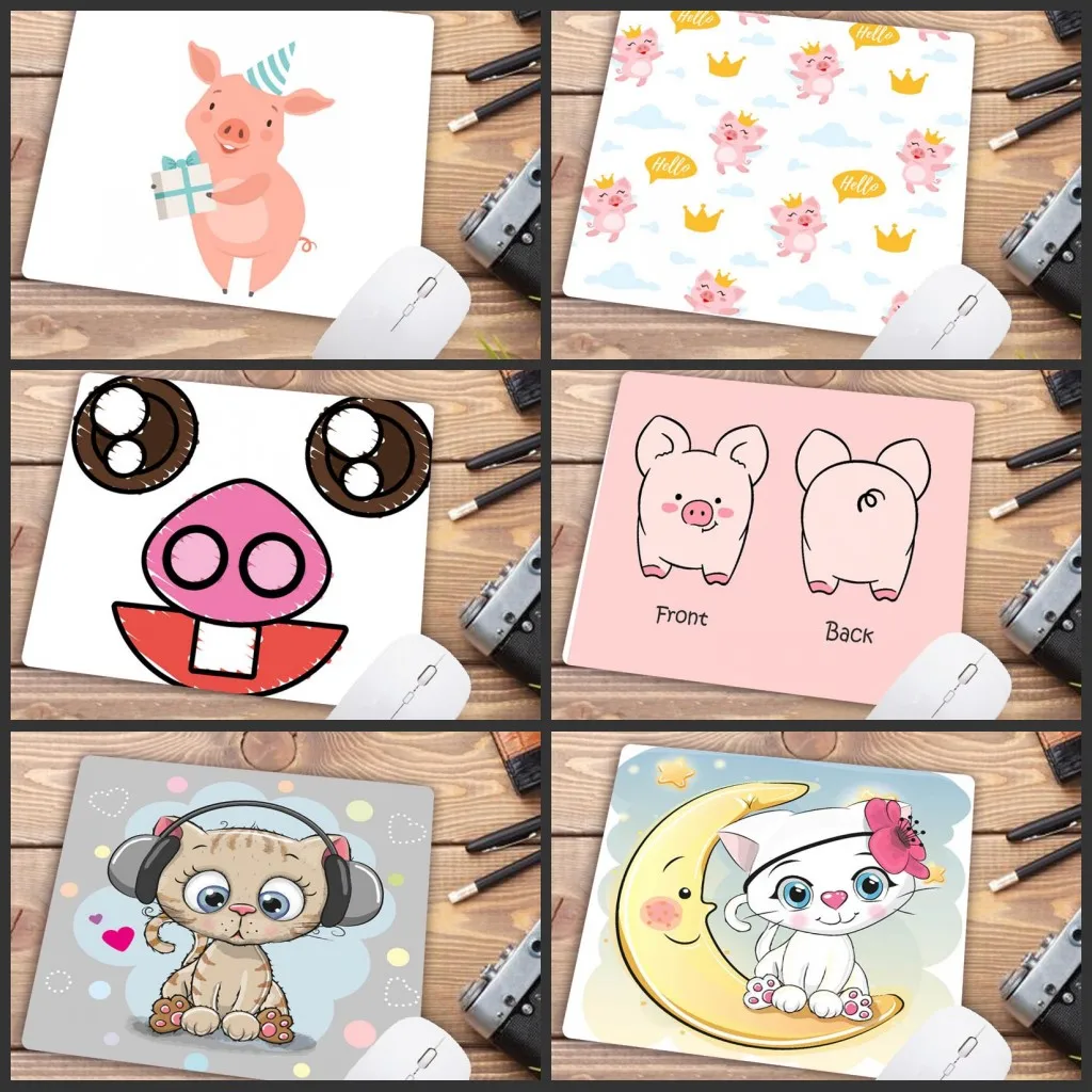 

Big Promotion Notebook Computer Mouse pads Pink Pig and Cat Animal Mice Pad Gamer Play Mats Small Size for 180*220*2mm