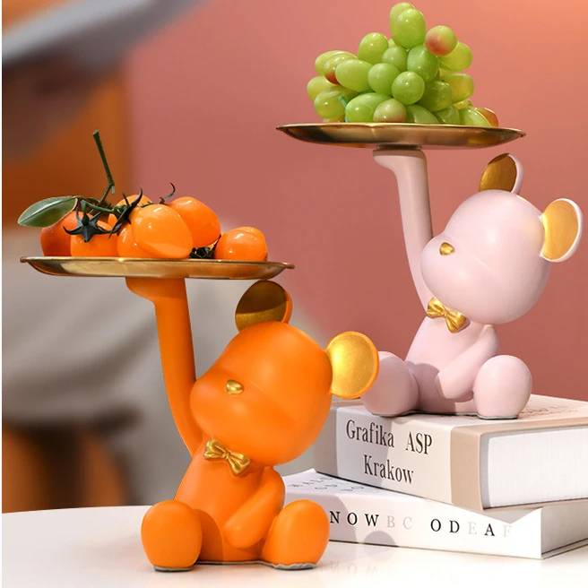 

Nordic Home Decoration Cute Bear Creative Decoration Bear Doll Storage Tray Living Room Decoration Gift Violent Bear Fruit Plate